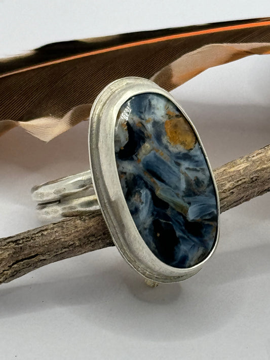 Pietersite oval swirl ring