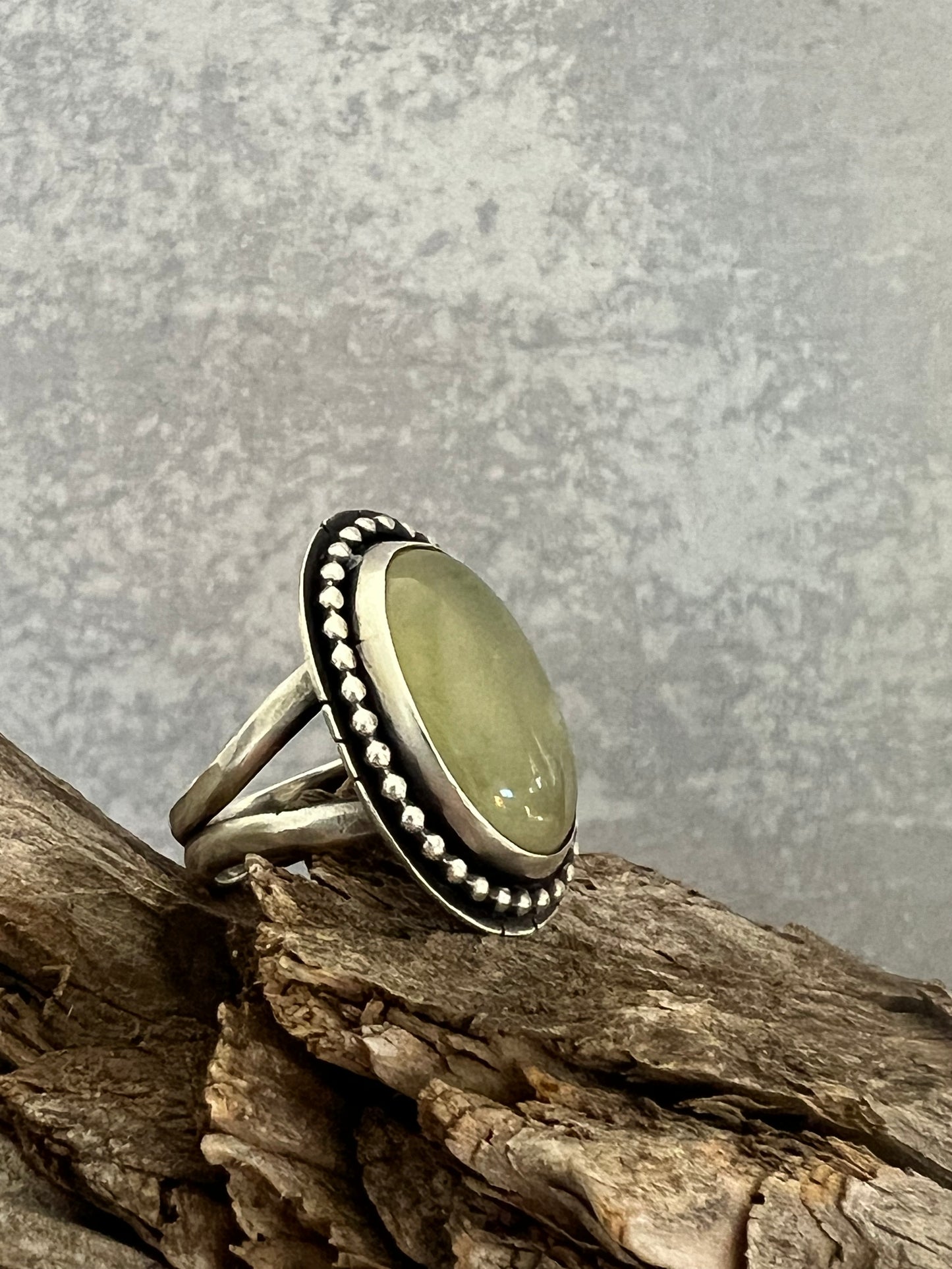 Prehnite ring with a little Shazam