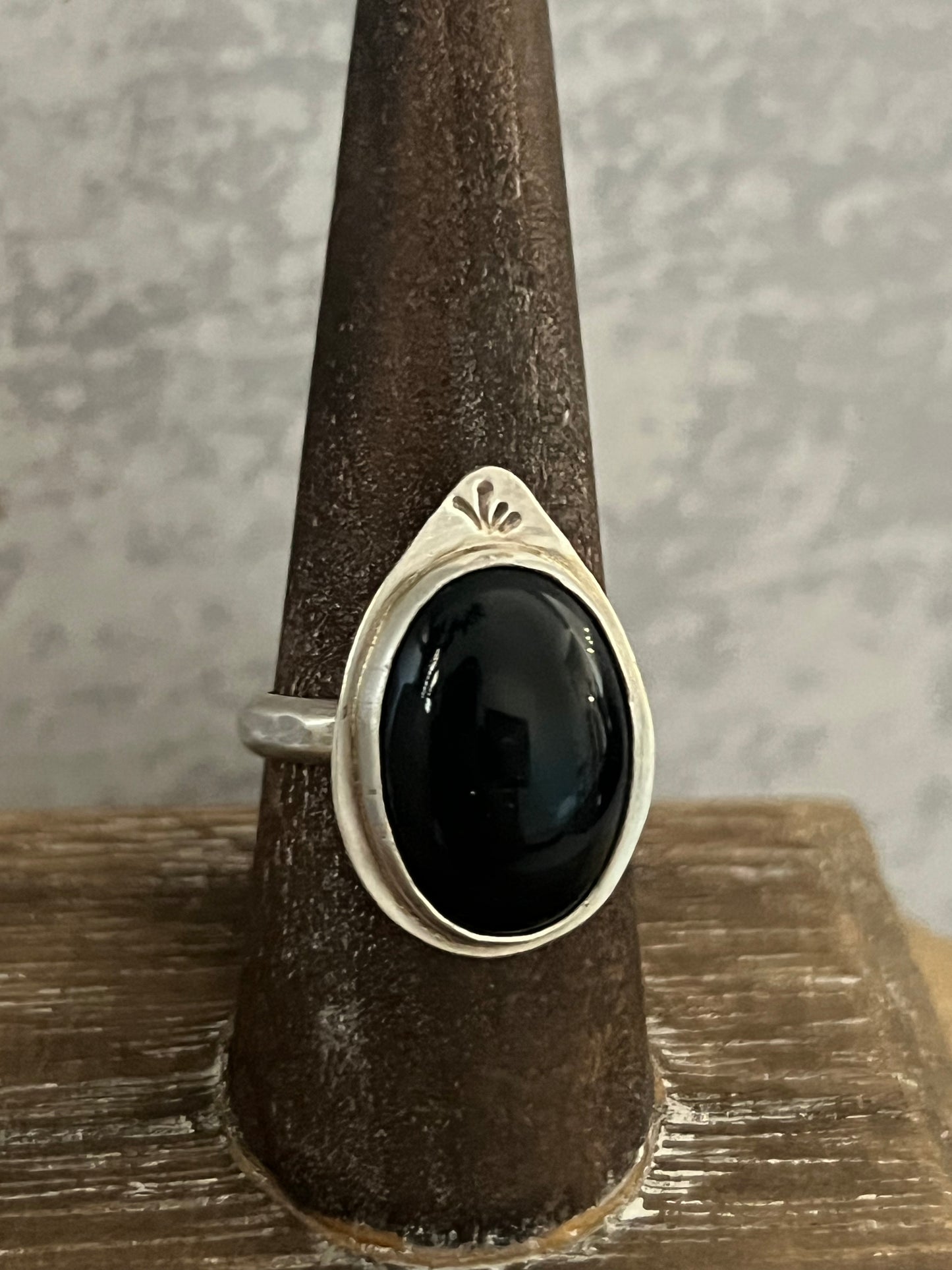 Teardrop Obsidian ring