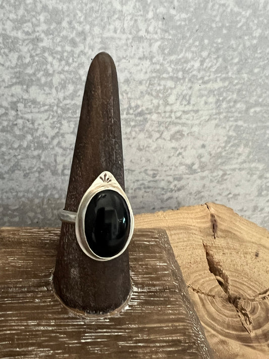 Teardrop Obsidian ring