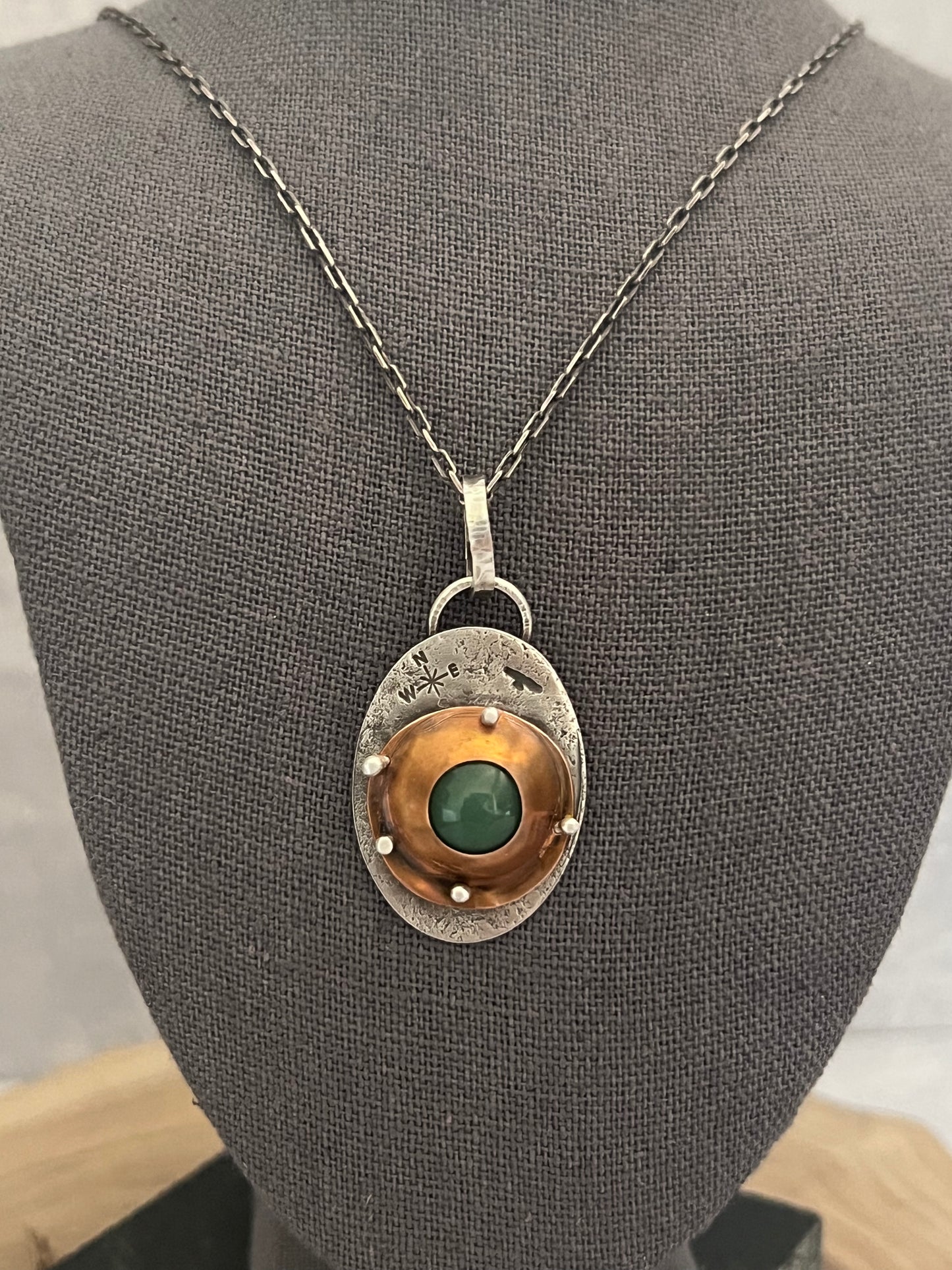Aventurine oval with compass and phoenix