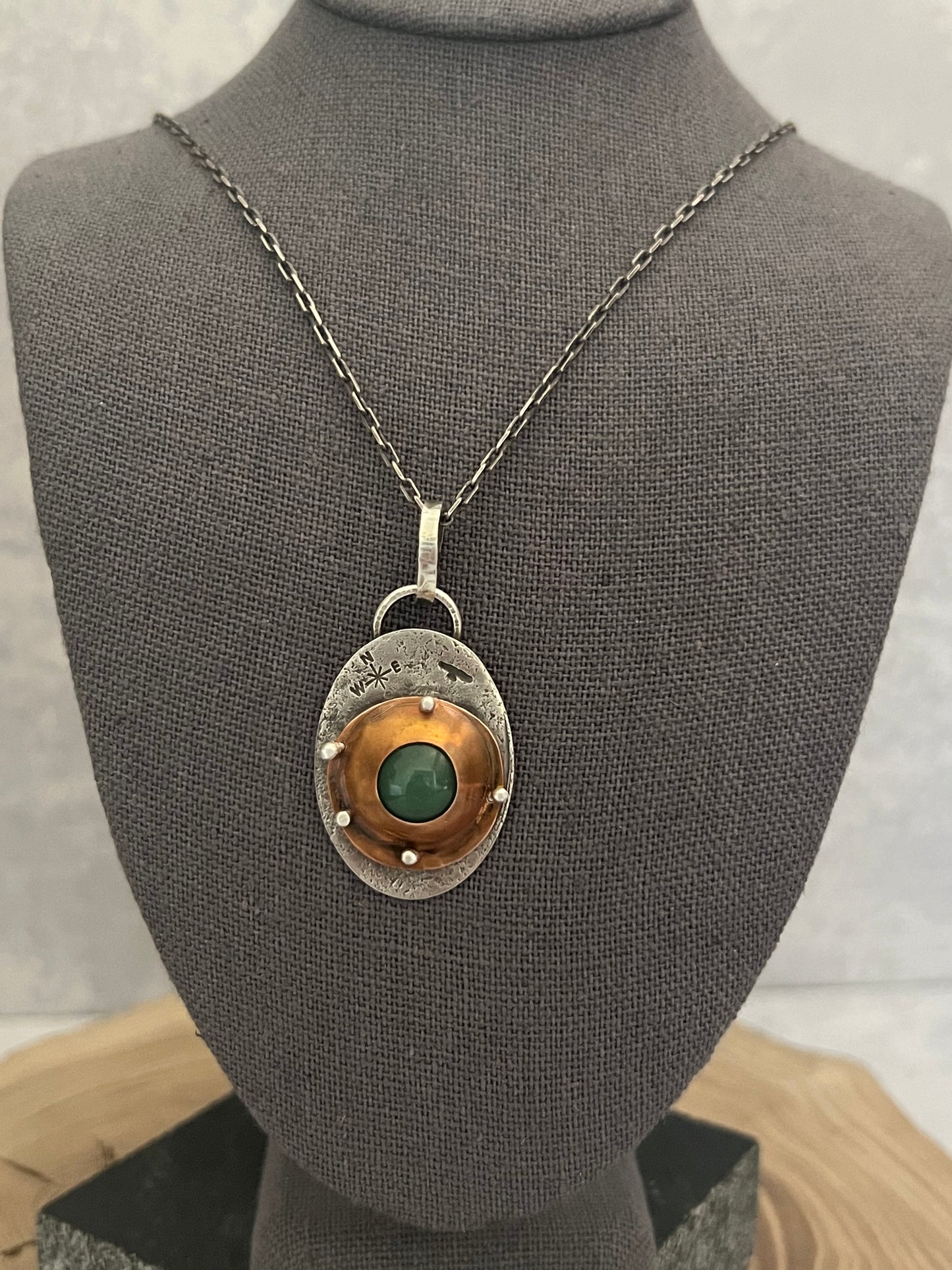 Aventurine oval with compass and phoenix