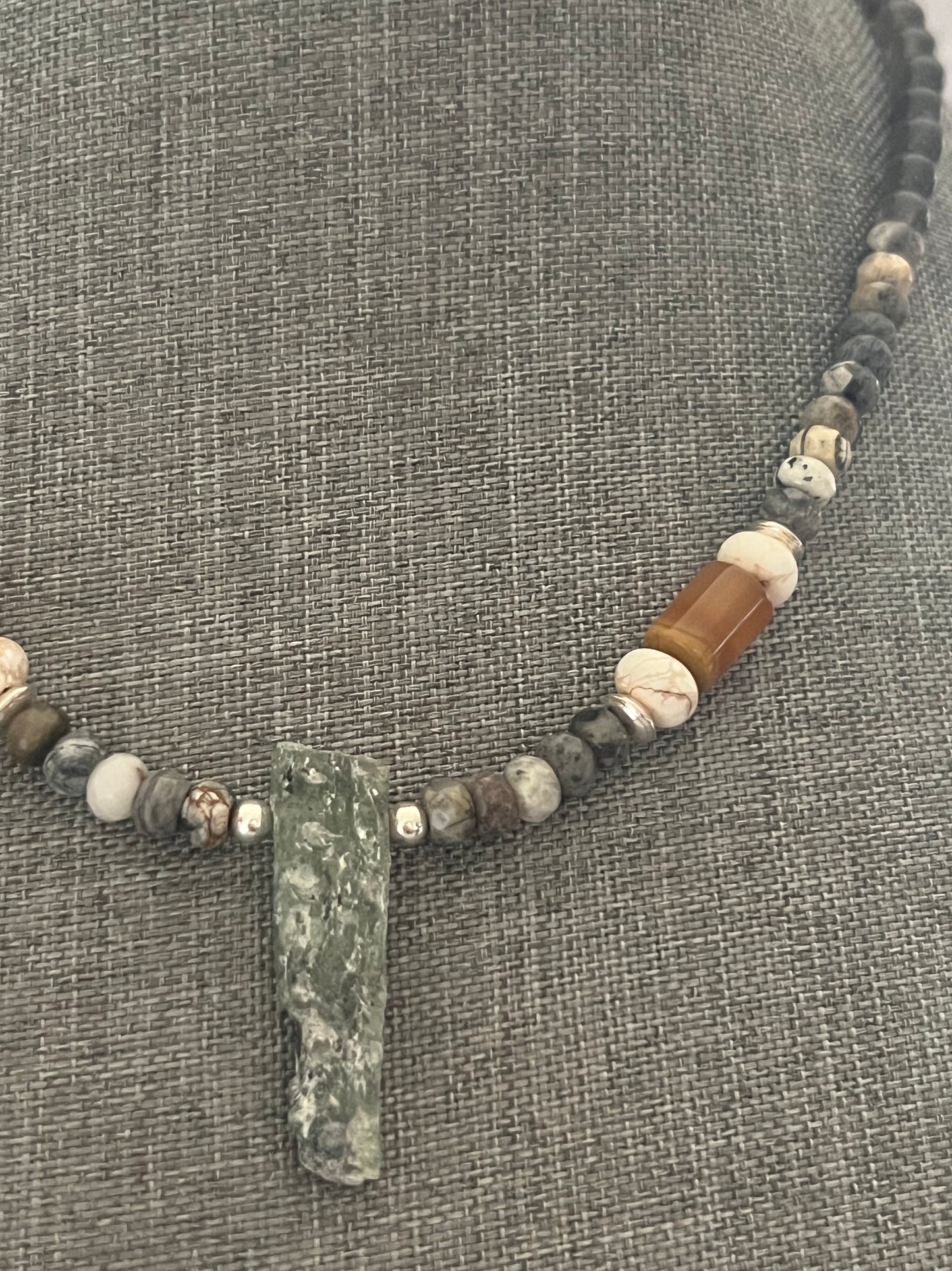 Green kyanite beaded