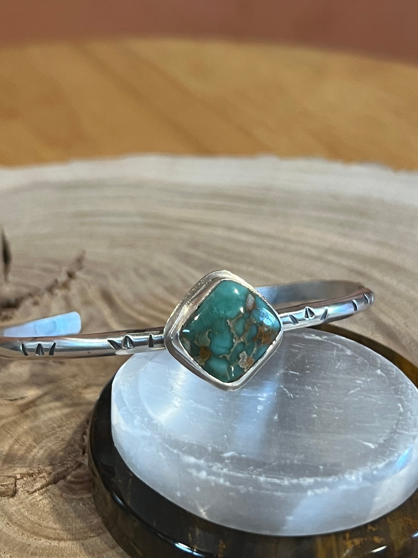 Broken arrow turquoise bracelet cuff