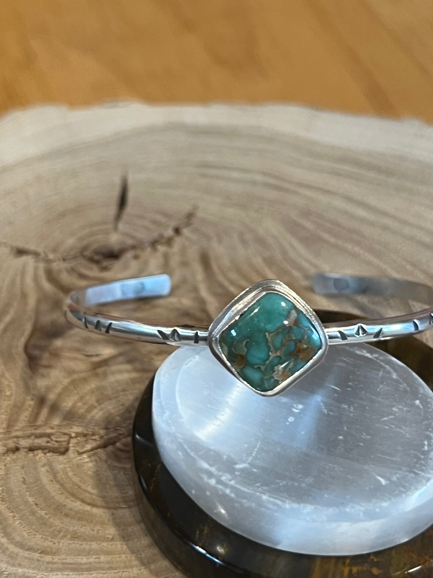 Broken arrow turquoise bracelet cuff