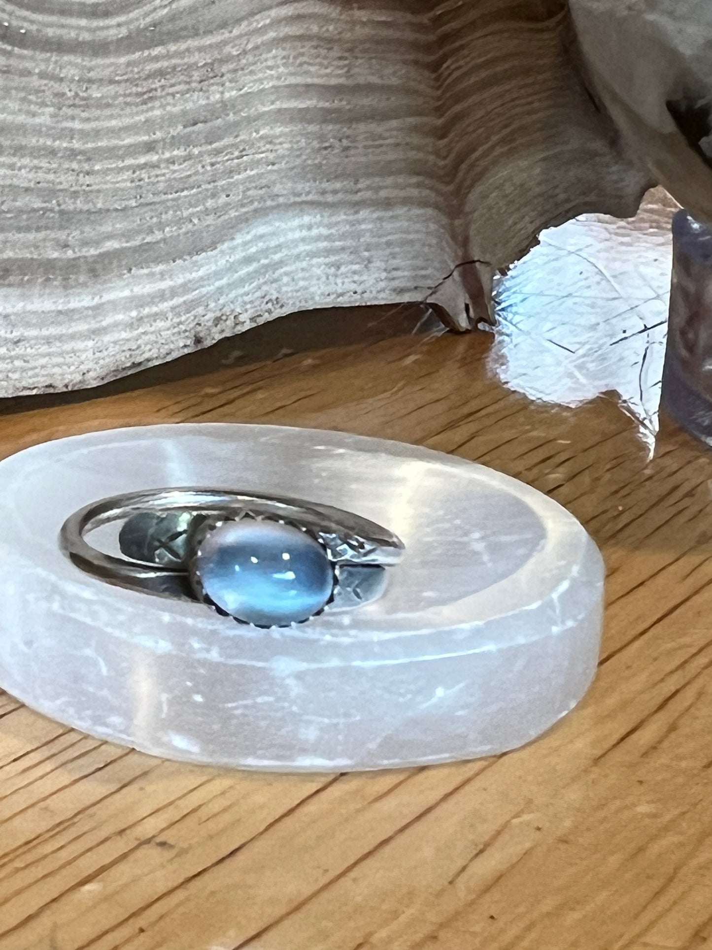 Wrap ring with moonstone