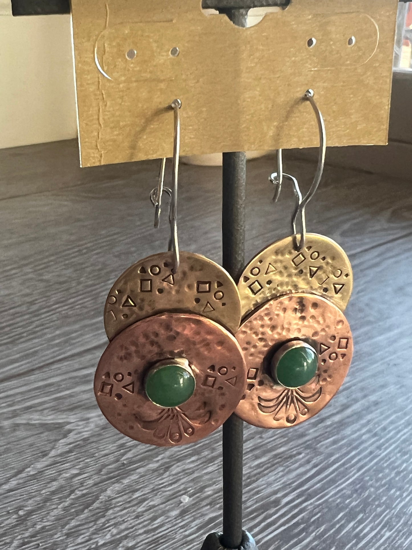 Aventurine disc earrings