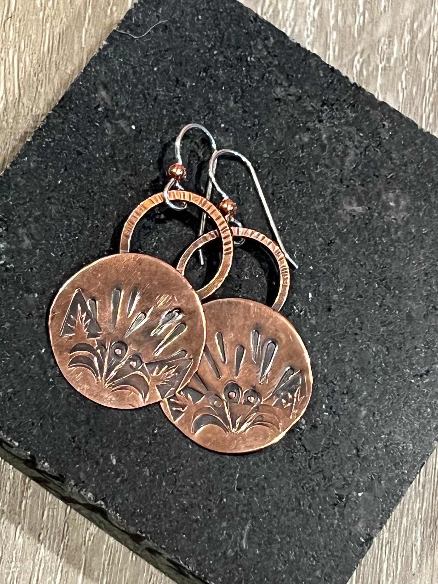 Copper burst earrings