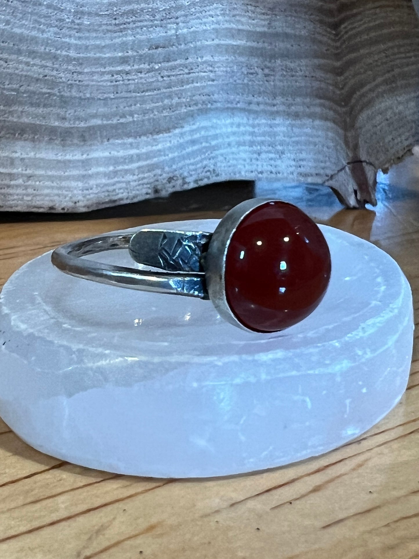 Wrap ring with carnelian